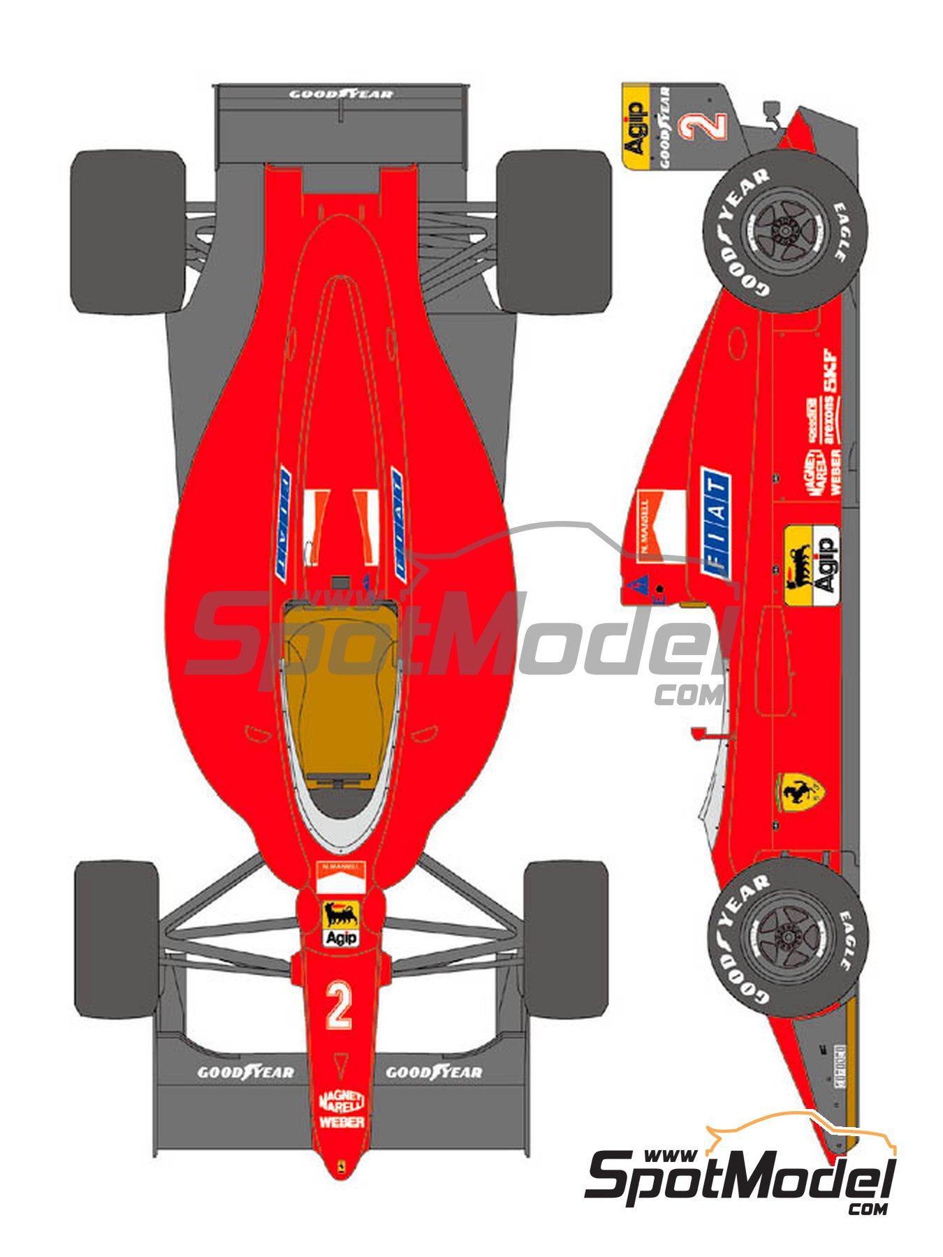 Ferrari 641/2 F1-90 Scuderia Ferrari Team sponsored by Marlboro Agip Fiat -  French Formula 1 Grand Prix 1990. Marking / livery in 1/20 scale manufactu